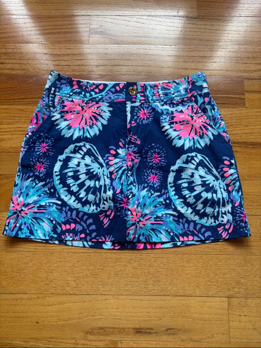 Lilly Pulitzer Women's Navy Floral Mini Skort - Blue & Pink Size 0